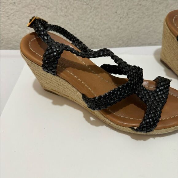 Kate Spade Espadrille woven black Wedge Heel Sandals Size 7 M - Picture 4 of 10